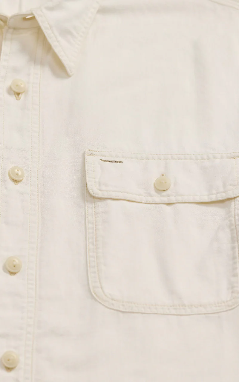 RRL Selvedge-Detailed Woven Workshirt Natural/Off White - Image 3
