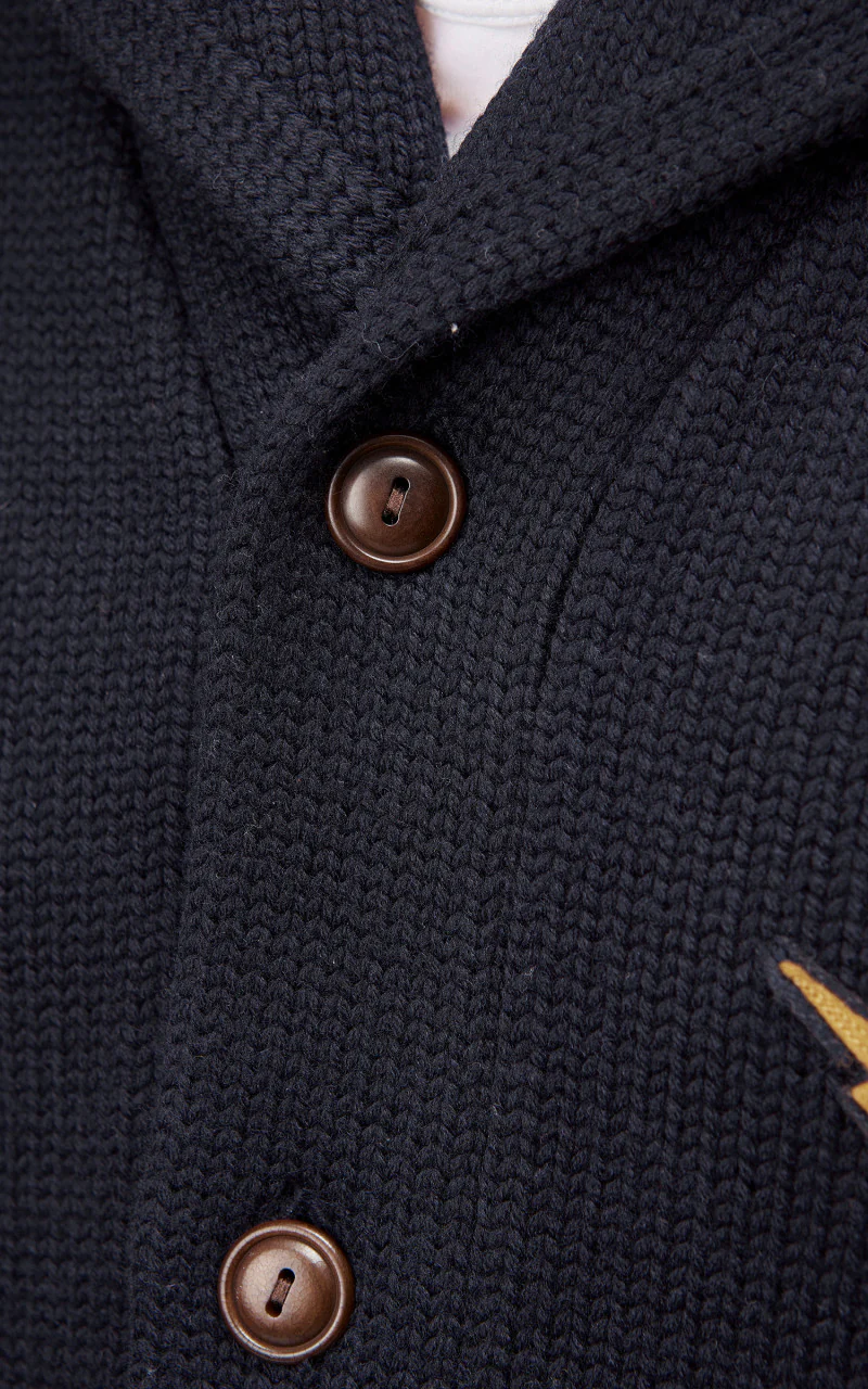 RRL Shawl Collar Cardigan Patch Navy - Image 4