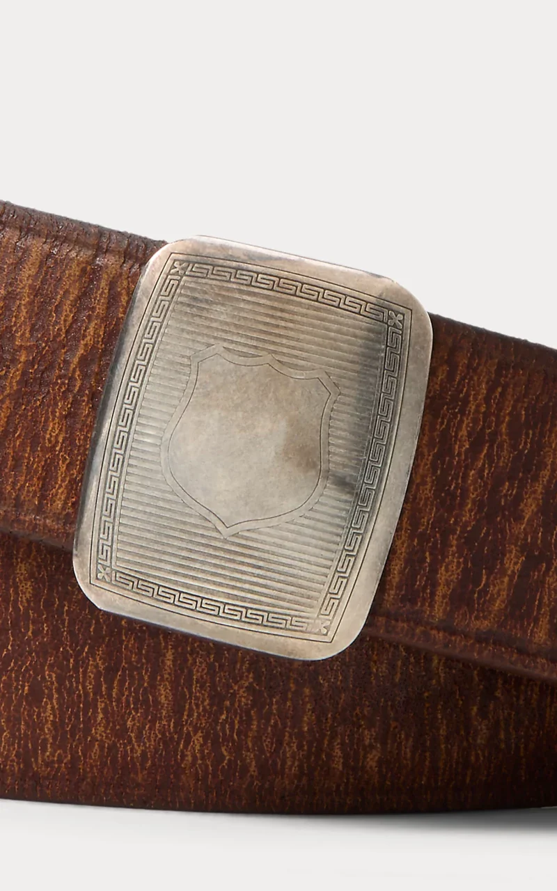 RRL Slider-Buckle Leather Belt Baked Brown - Image 3