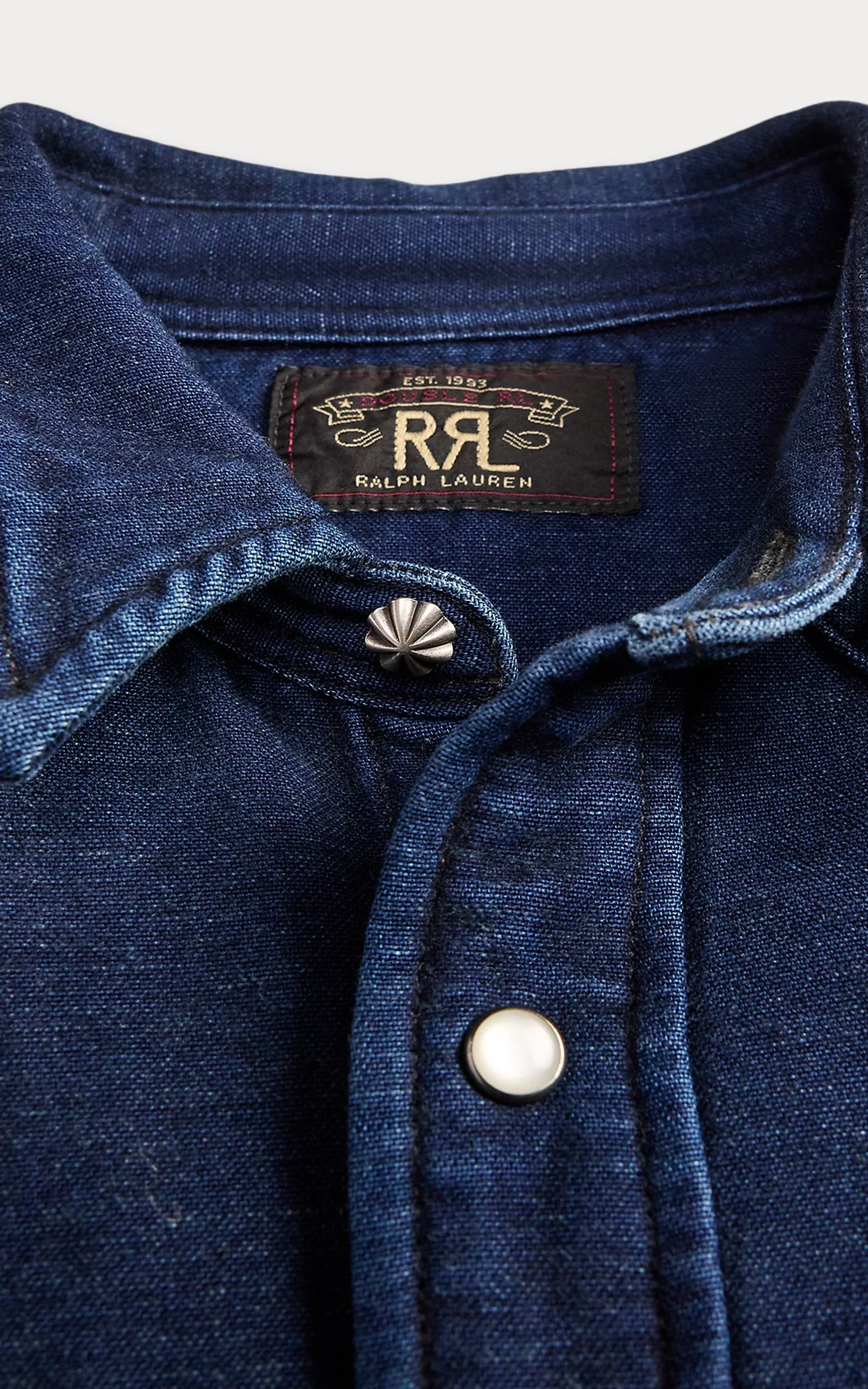 RRL Slim Fit Chamois Western Shirt Indigo - Image 2