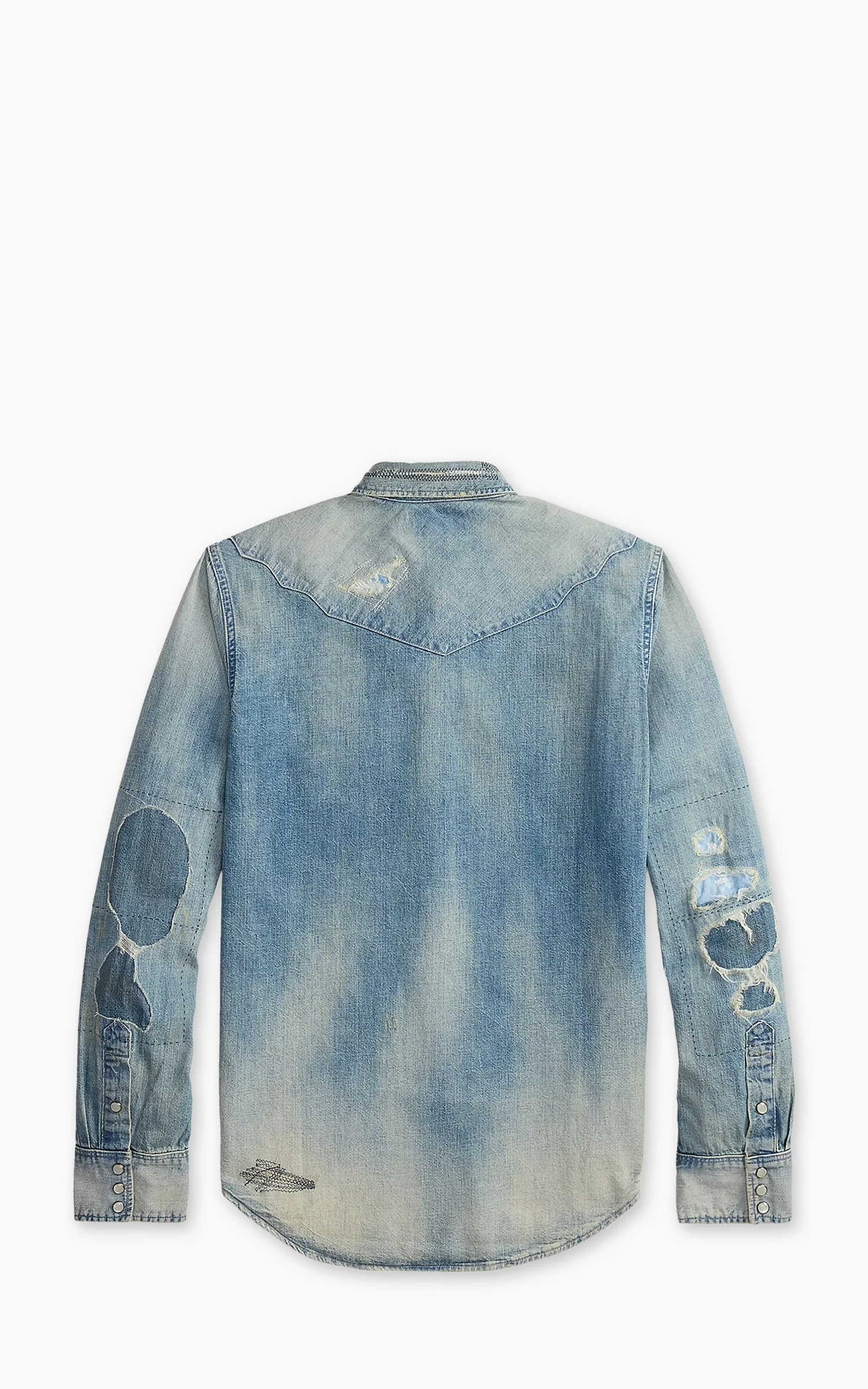 RRL Slim Fit Repaired Denim Western Shirt Addington Wash - Image 2