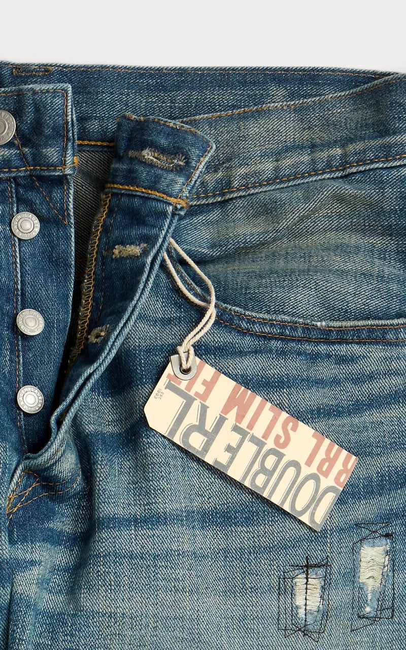RRL Slim Fit Selvedge Jean Ridgway Wash Blue - Image 3