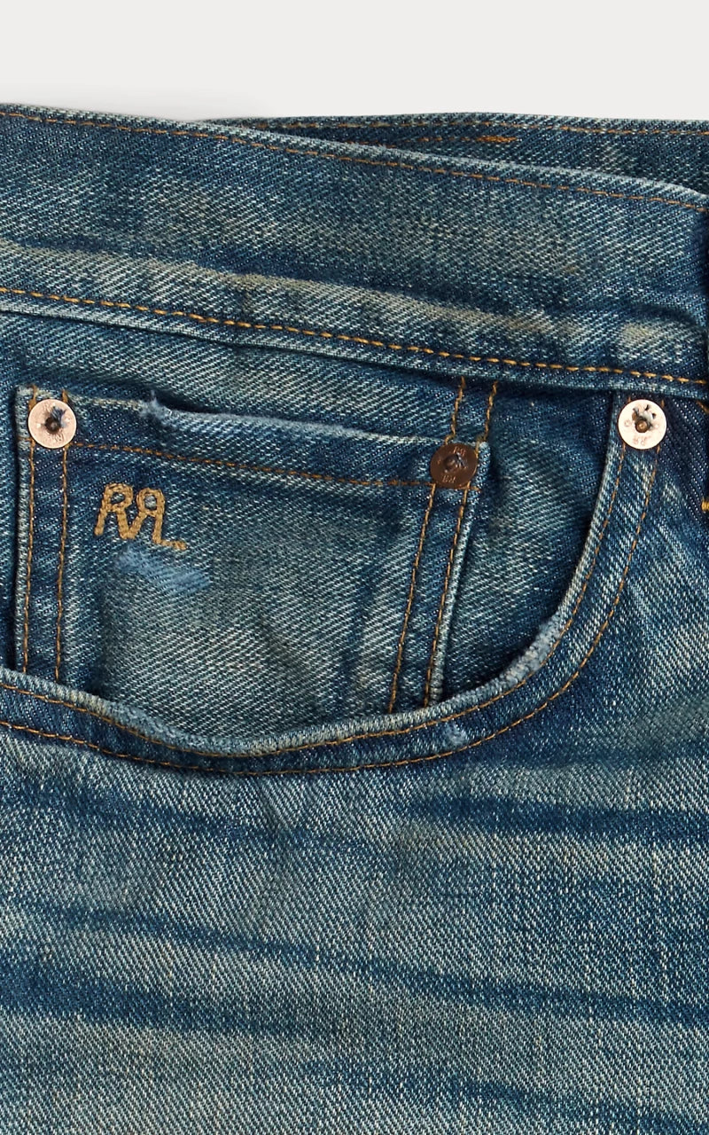 RRL Slim Fit Selvedge Jean Ridgway Wash Blue - Image 4
