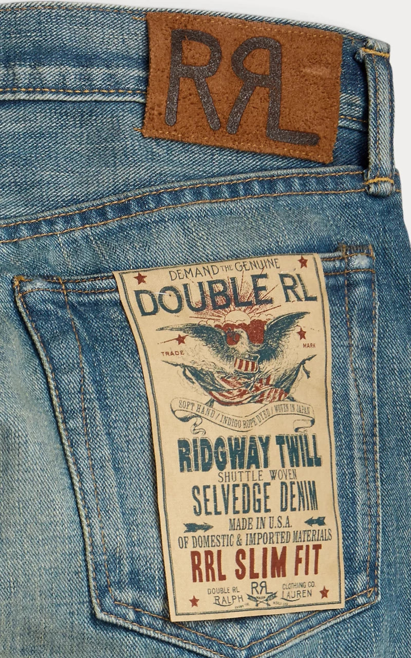 RRL Slim Fit Selvedge Jean Ridgway Wash Blue - Image 5