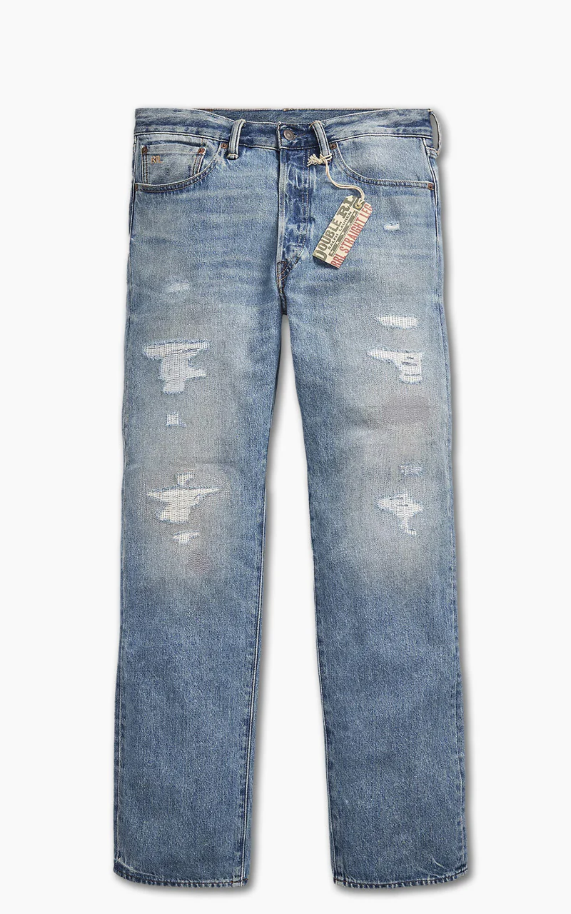 RRL Straight Fit Jean Repaired Clearville Wash