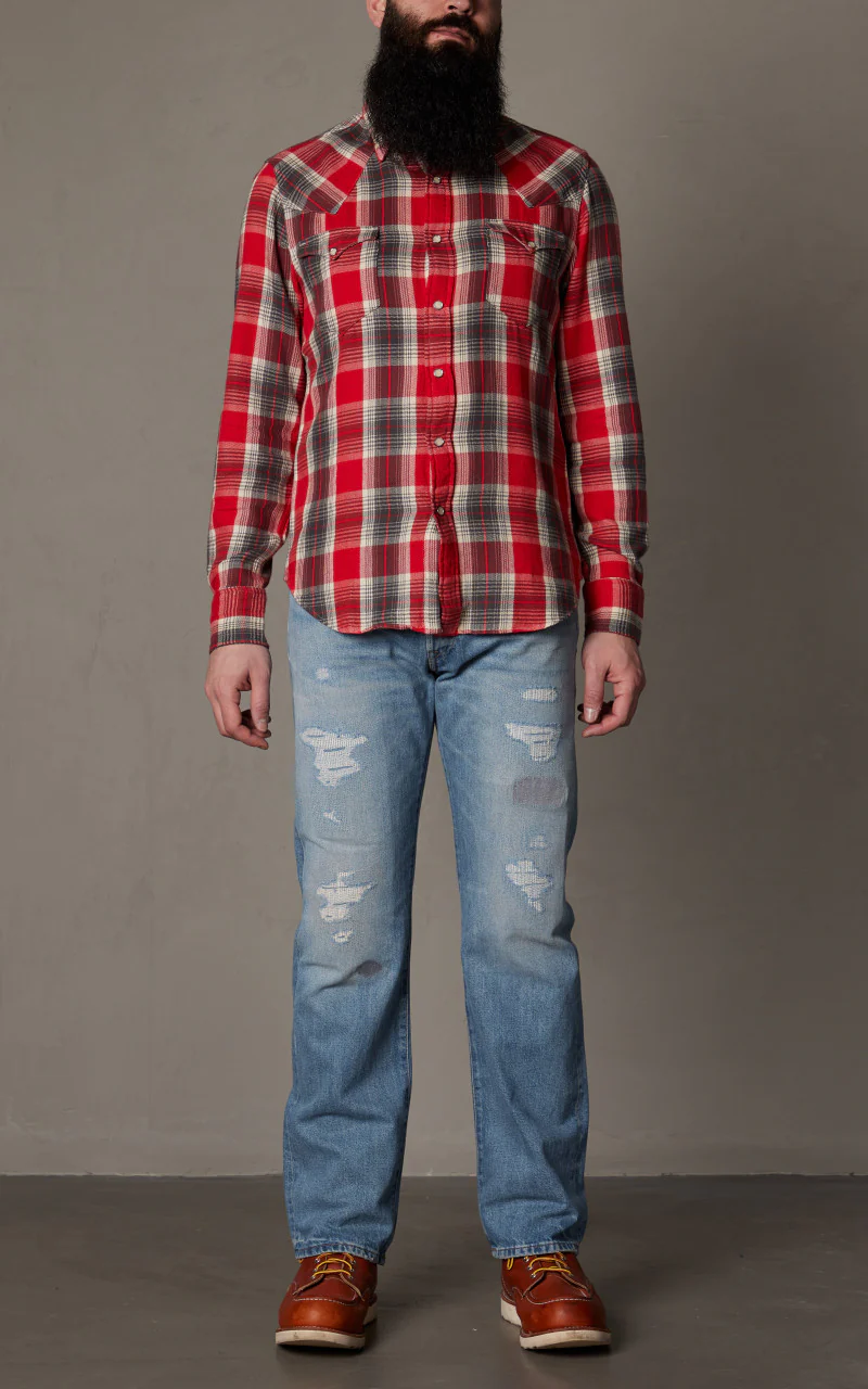 RRL Straight Fit Jean Repaired Clearville Wash - Image 2