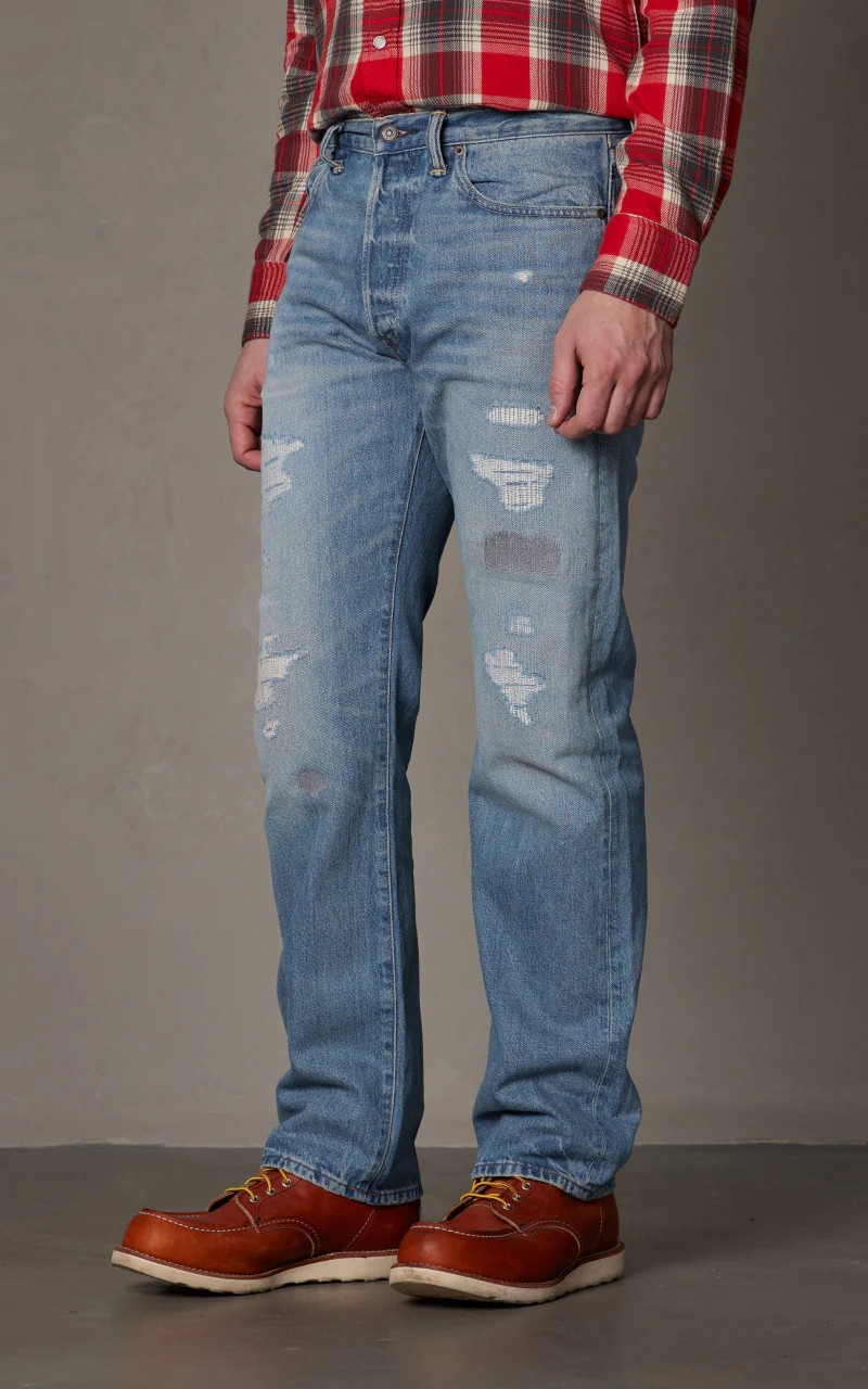 RRL Straight Fit Jean Repaired Clearville Wash - Image 4