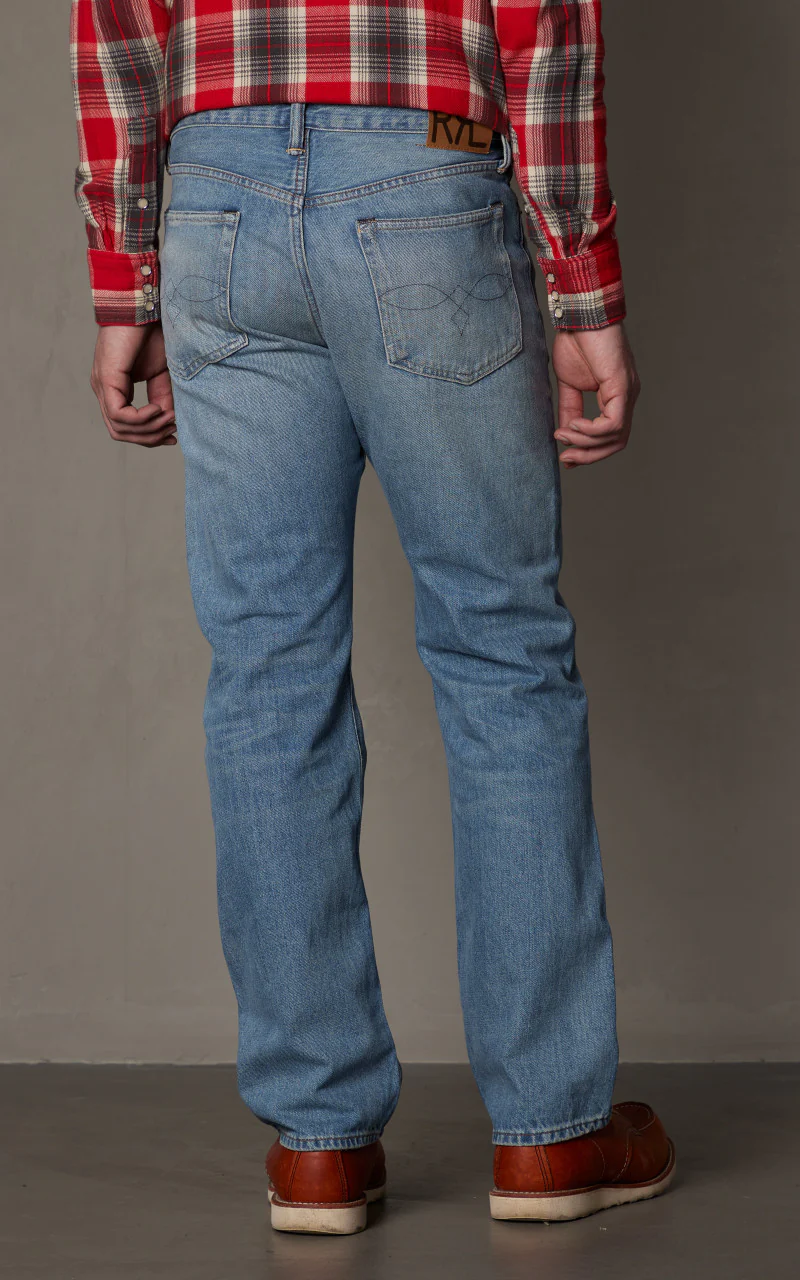 RRL Straight Fit Jean Repaired Clearville Wash - Image 6