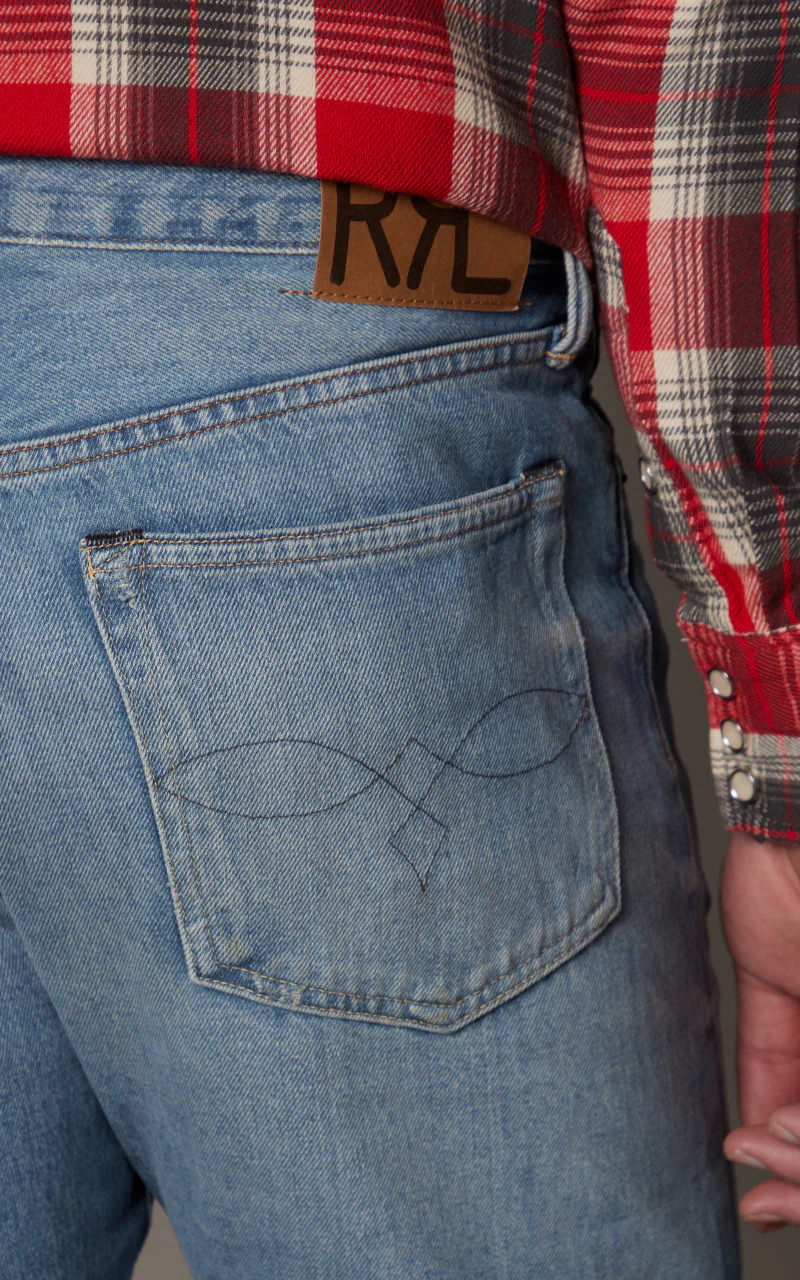 RRL Straight Fit Jean Repaired Clearville Wash - Image 8