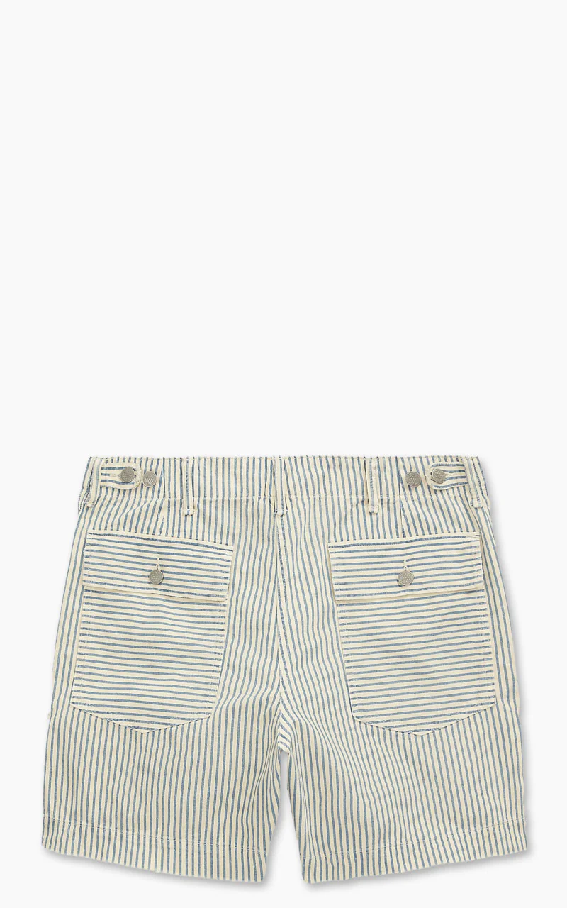 RRL Striped Cotton-Linen Field Short Indigo/Creme Stripe - Image 3