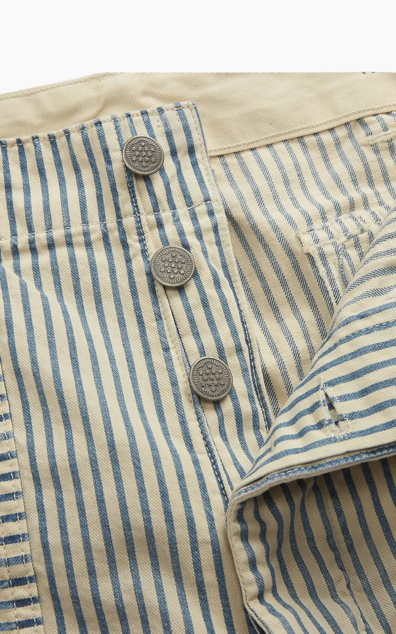 RRL Striped Cotton-Linen Field Short Indigo/Creme Stripe - Image 4