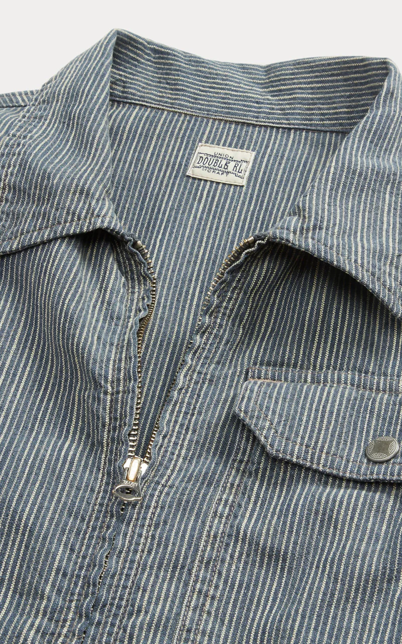 RRL Striped Cotton-Linen Jacket Indigo - Image 2