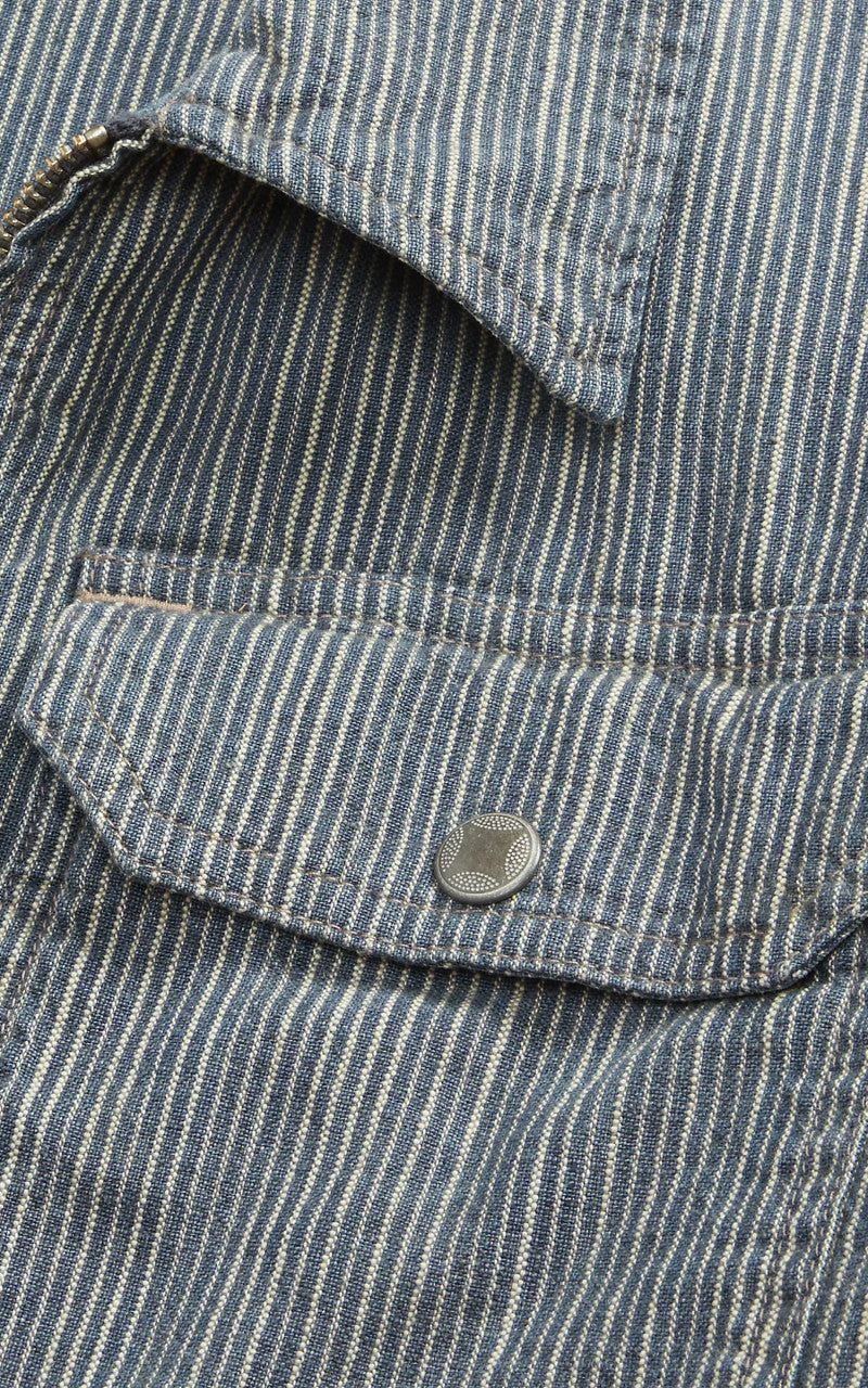 RRL Striped Cotton-Linen Jacket Indigo - Image 3
