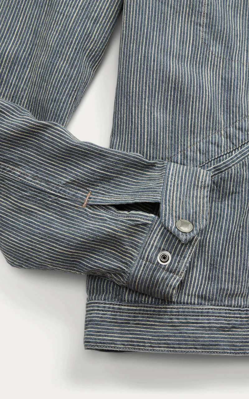 RRL Striped Cotton-Linen Jacket Indigo - Image 4