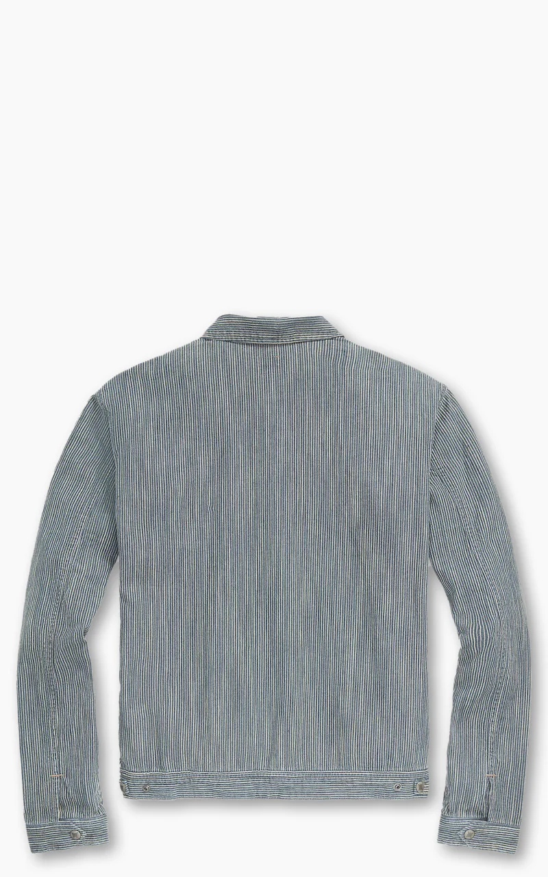 RRL Striped Cotton-Linen Jacket Indigo - Image 6