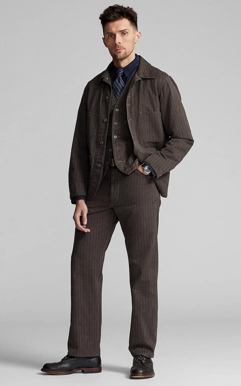 RRL Striped Jaspe Twill Field Trouser Black/White - Image 2