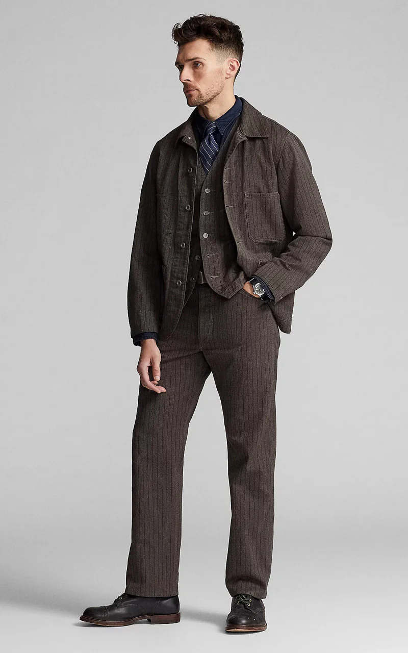 RRL Striped Jaspe Twill Jacket Black/White - Image 11