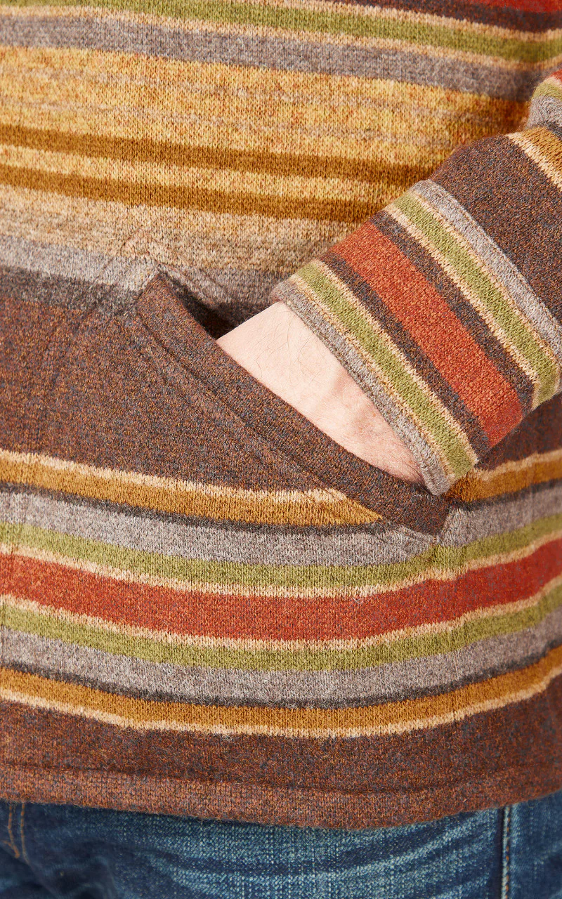 RRL Striped Wool Workshirt Jumper Brown Stripe Multi - Image 7