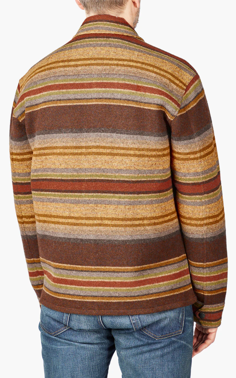 RRL Striped Wool Workshirt Jumper Brown Stripe Multi - Image 8