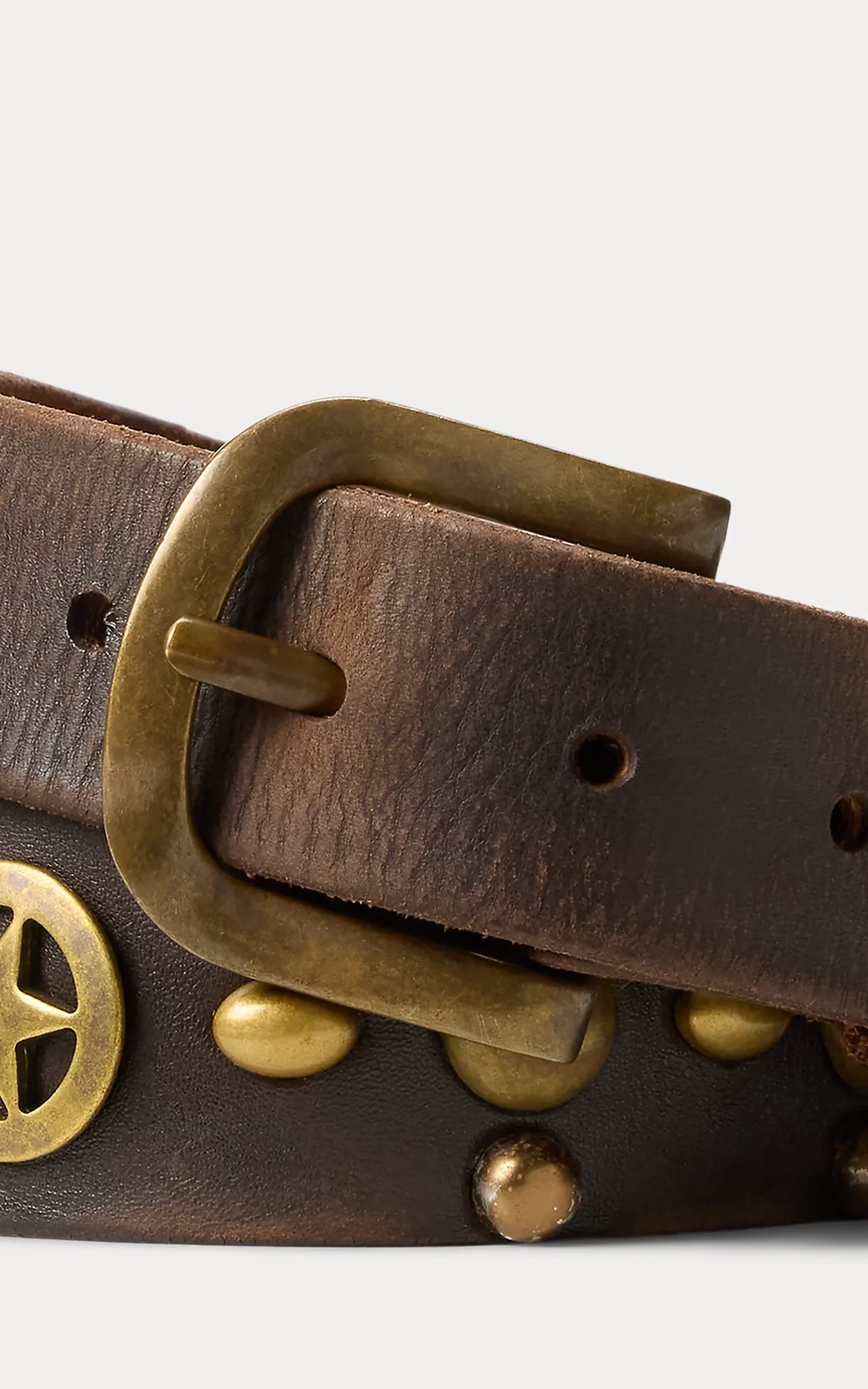 RRL Studded Leather Belt Black Over Brown/Brass - Image 3