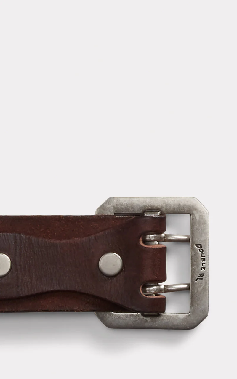 RRL Studded-Logo Leather Belt Dark Brown - Image 6
