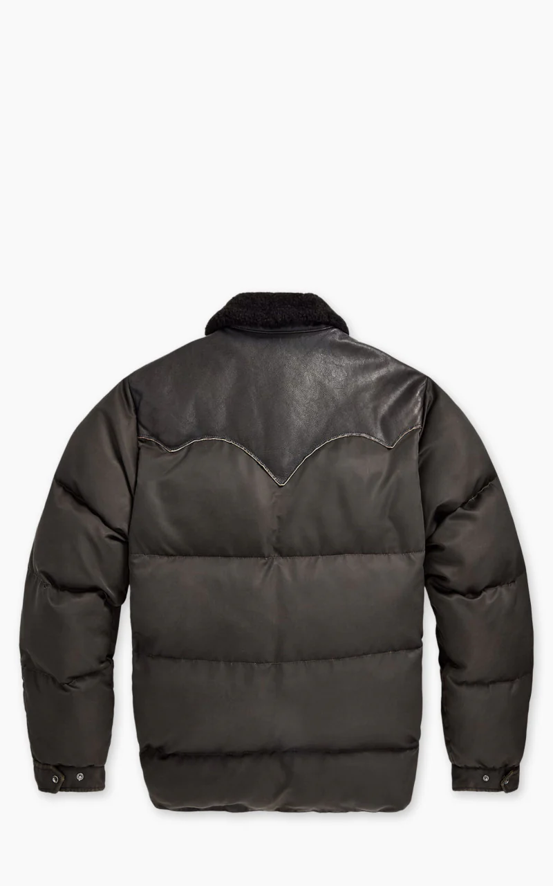 RRL Surrey Shearling-Collar Leather-Yoke Jacket Vintage Black - Image 3