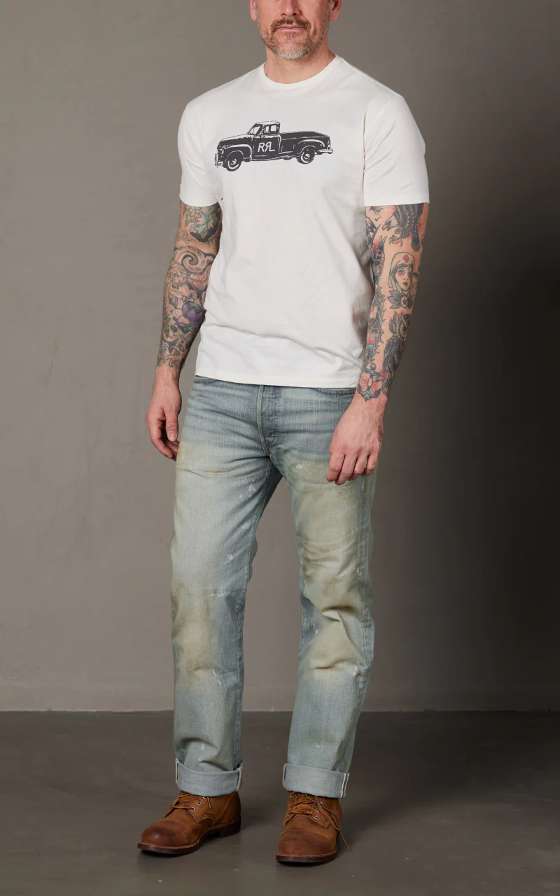 RRL Truck Jersey T-Shirt Paper White - Image 2