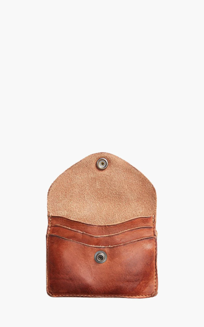 RRL Tumbled Leather Card Wallet Dark Brown - Image 2