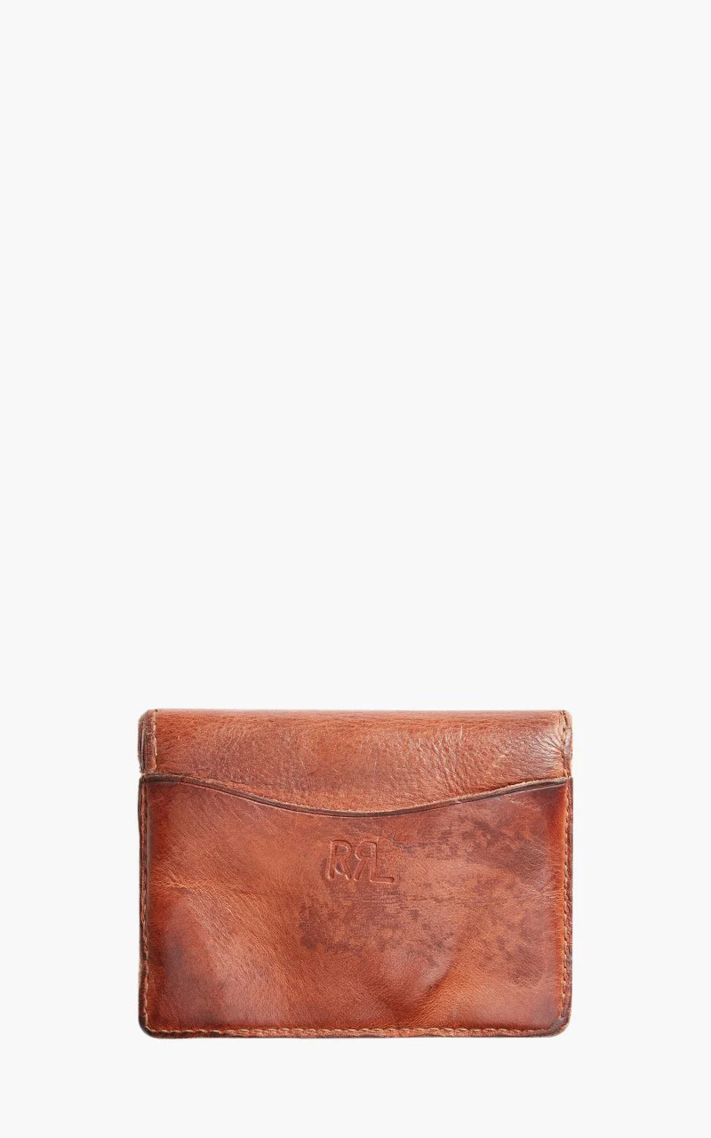 RRL Tumbled Leather Card Wallet Dark Brown - Image 3