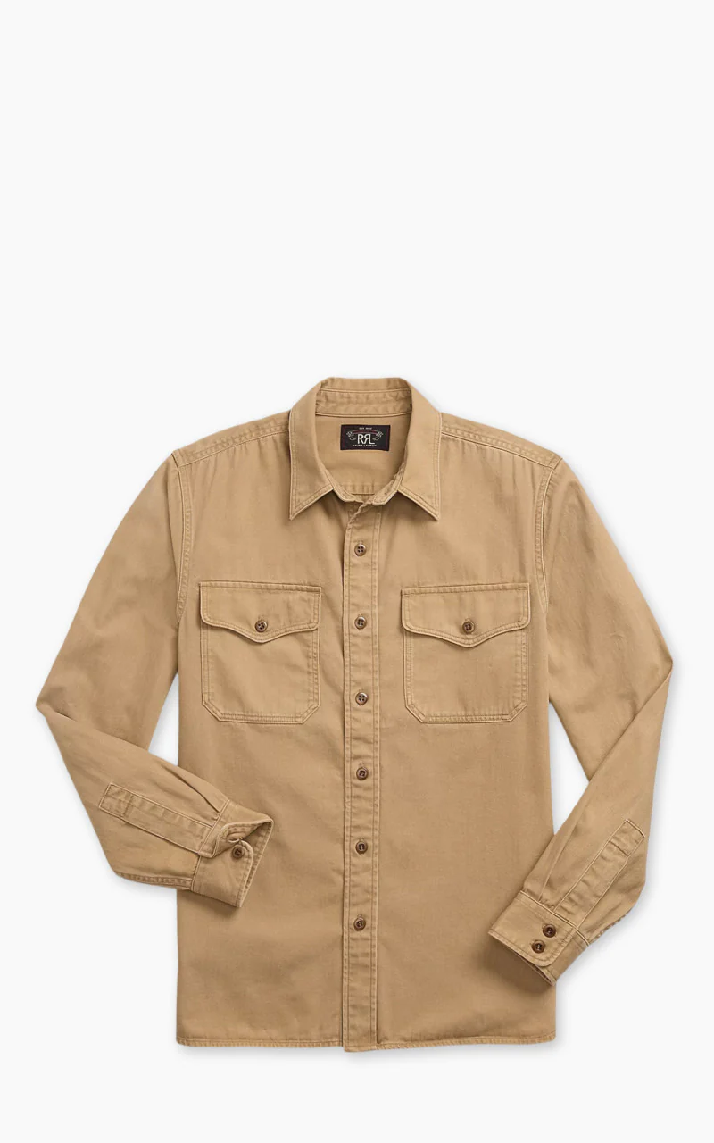 RRL Twill Officer's Workshirt Faded Tan