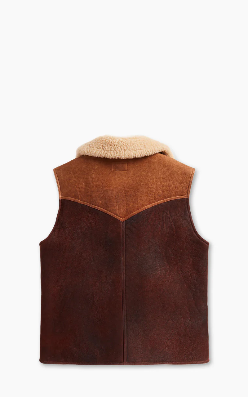 RRL Two-Tone Shearling Gilet Brown - Image 2