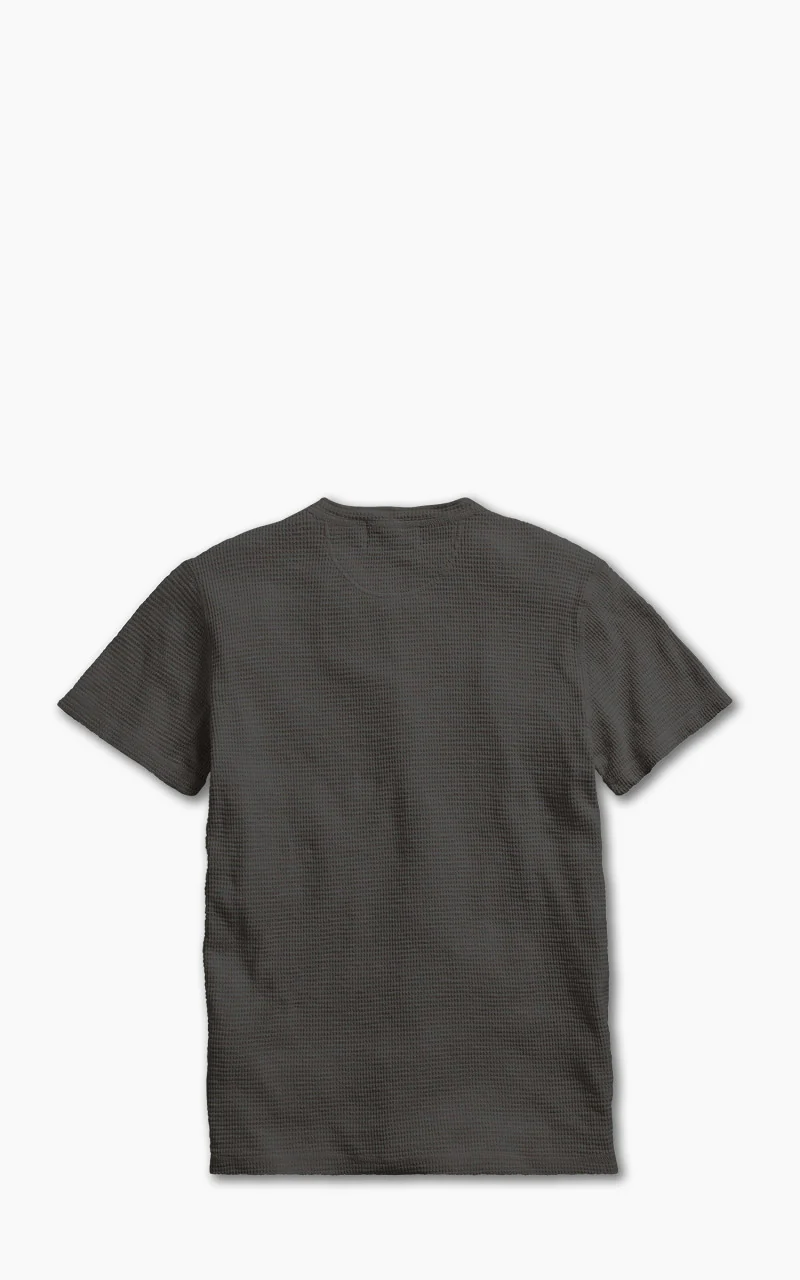 RRL Waffle-Knit Henley Shirt Faded Black Canvas - Image 4