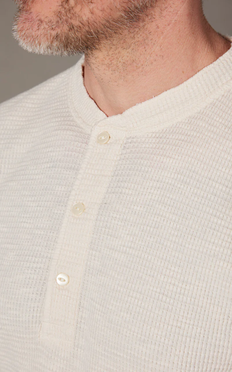RRL Waffle-Knit Henley Shirt Paper White - Image 5