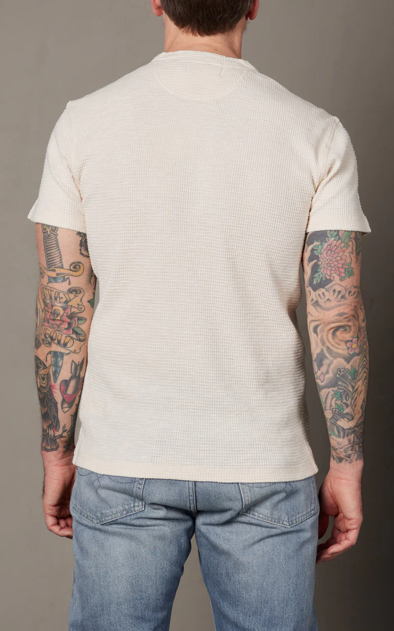 RRL Waffle-Knit Henley Shirt Paper White - Image 6