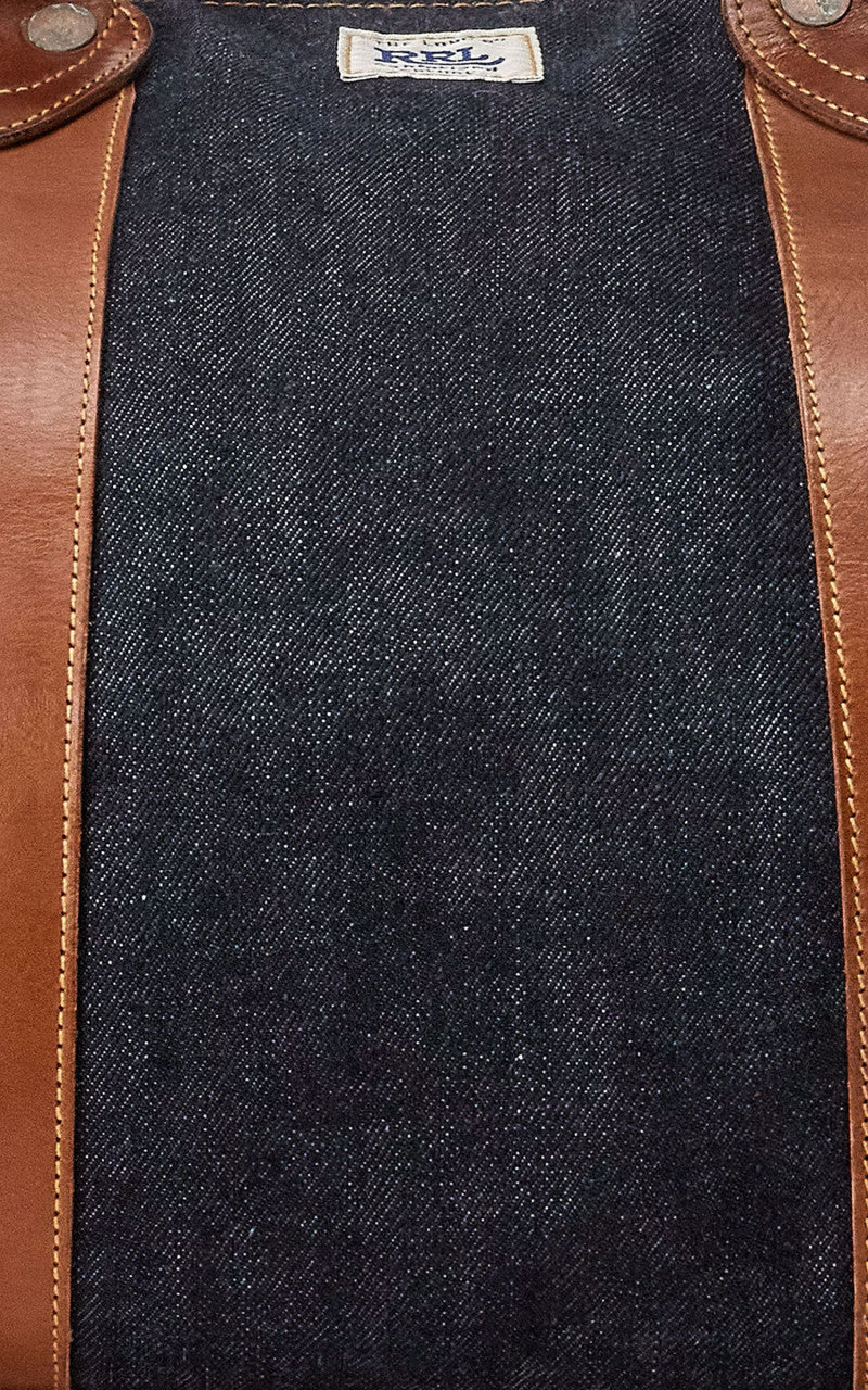 RRL Winston Leather-Trim Denim Duffel Bag Indigo - Image 4