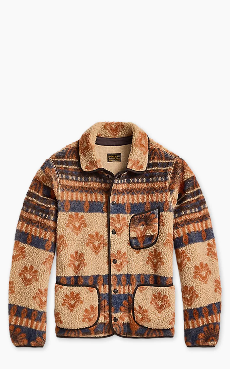 RRL Wool-Blend Pile Fleece Jacket Orange Multi