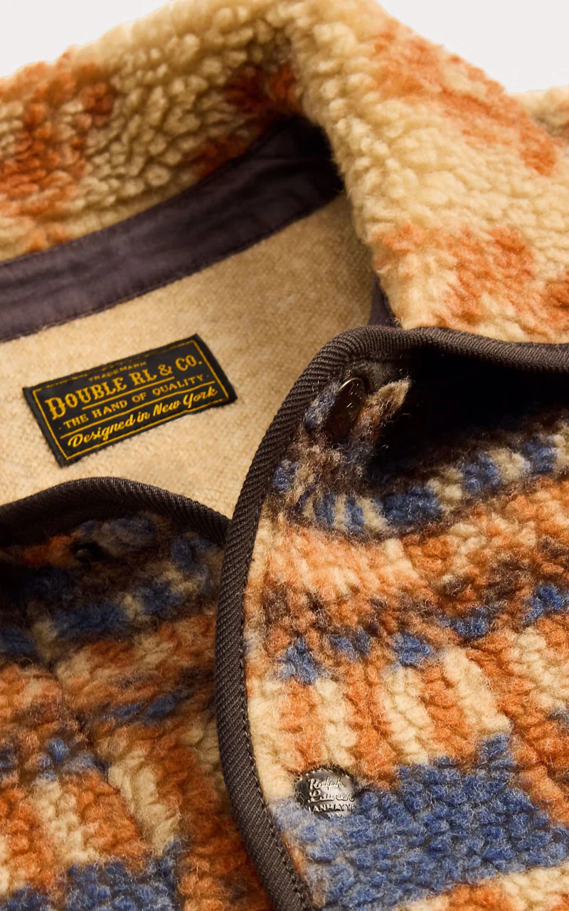 RRL Wool-Blend Pile Fleece Jacket Orange Multi - Image 2