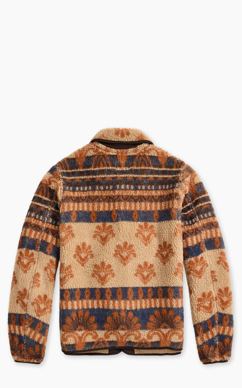 RRL Wool-Blend Pile Fleece Jacket Orange Multi - Image 3