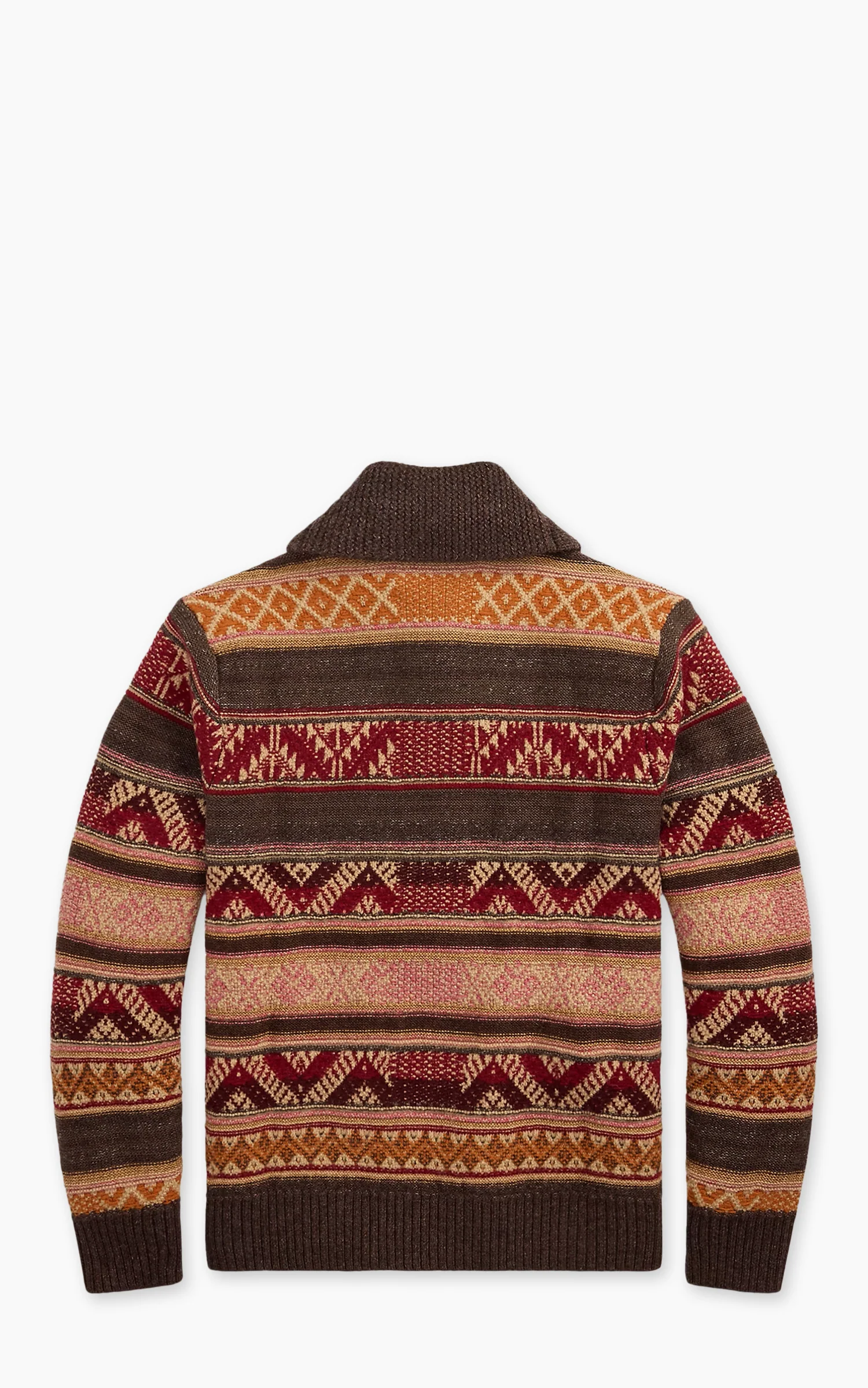 RRL Wool-Blend Shawl-Collar Cardigan Brown/Red Multi - Image 3
