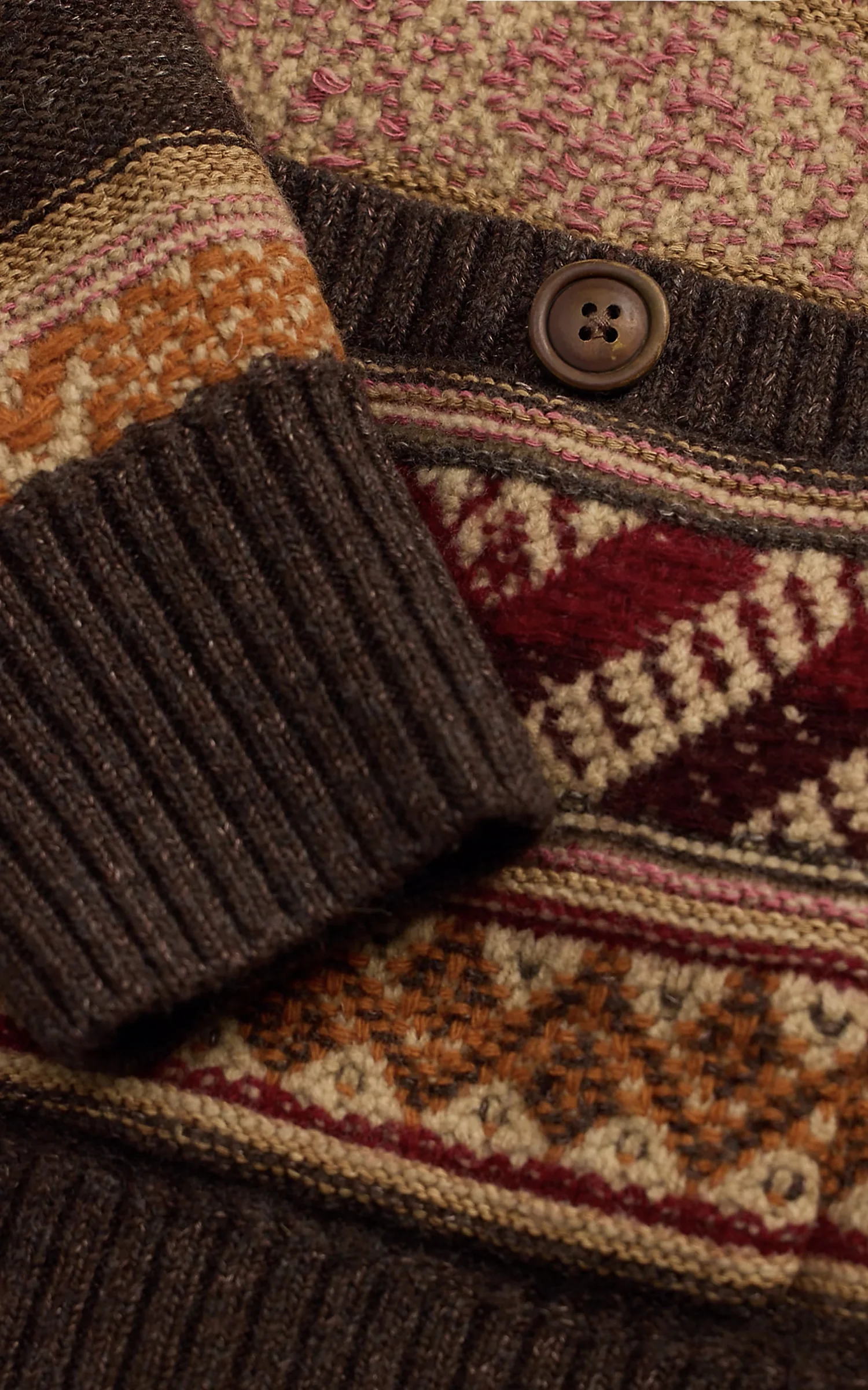 RRL Wool-Blend Shawl-Collar Cardigan Brown/Red Multi - Image 4