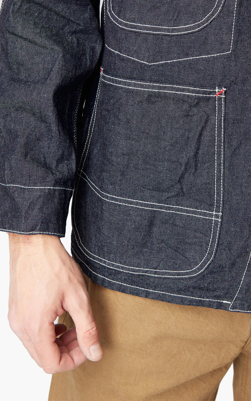 Samurai Jeans HJCA-D10oz Chore Jacket Selvedge Pure Indigo 10oz - Image 5