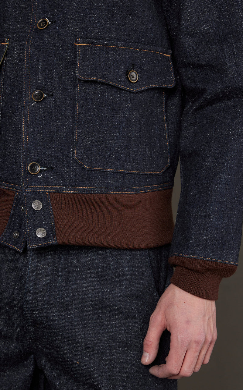 Samurai Jeans S100DAJ23 Denim A-1 Flight Jacket Indigo 17oz - Image 7