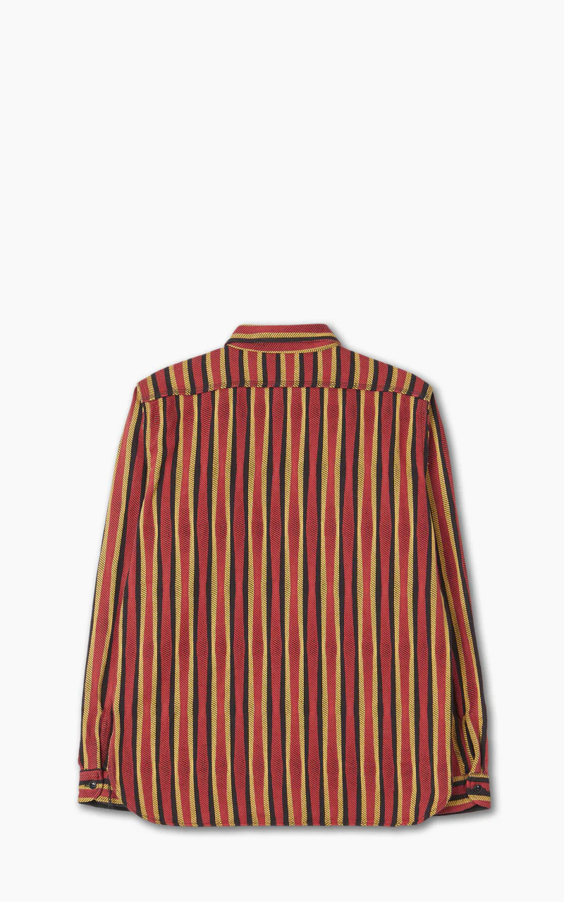 Samurai Jeans SDN23-01 “Drunk Stripe" Flannel Work Shirt Red - Image 3