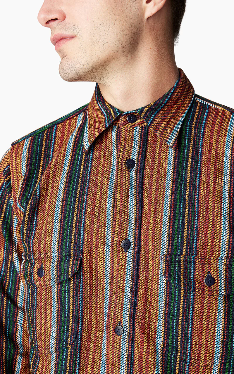 Samurai Jeans SIN23-02W Heavyweight Slubby Flannel Shirt Orange - Image 5