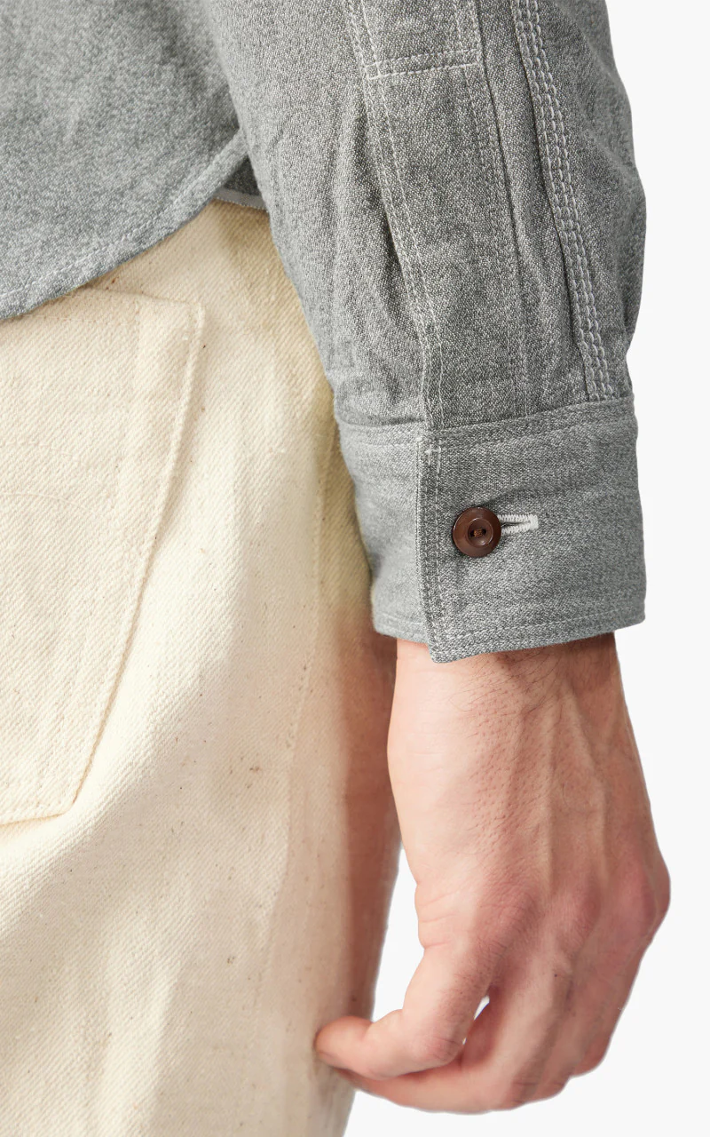 Samurai Jeans SJCBS23 Twisted Heather Selvedge Chambray Shirt Green - Image 7
