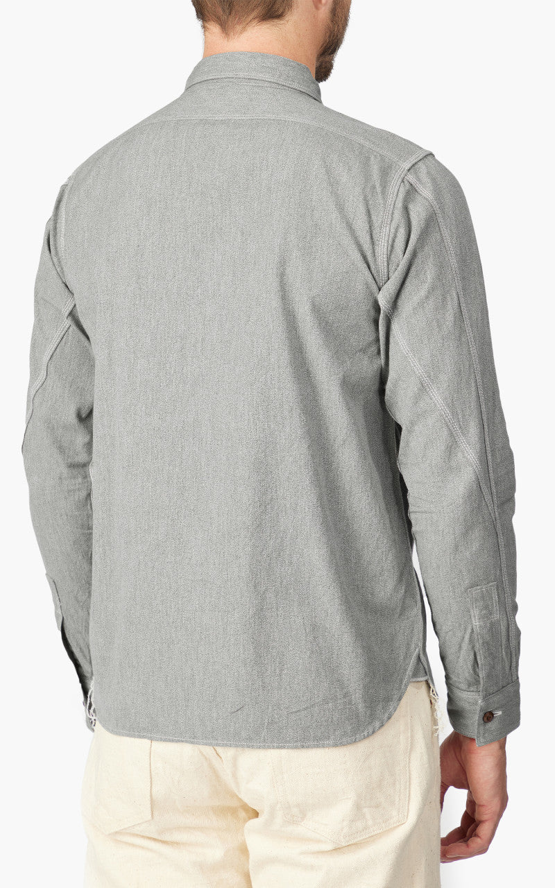 Samurai Jeans SJCBS23 Twisted Heather Selvedge Chambray Shirt Green - Image 8