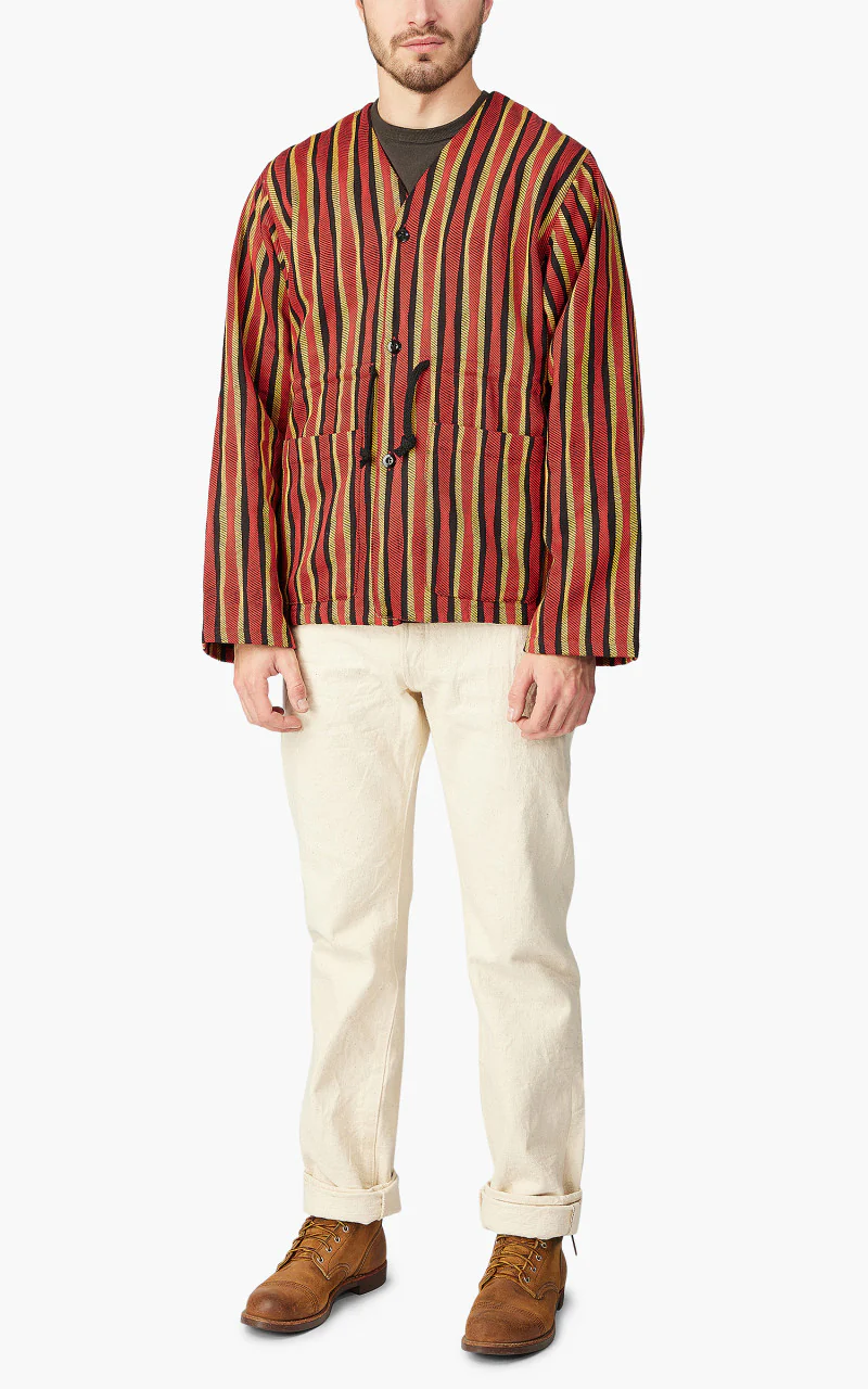 Samurai Jeans SJMJ23-LNR “Drunk Stripe" Flannel Liner Jacket Red - Image 2