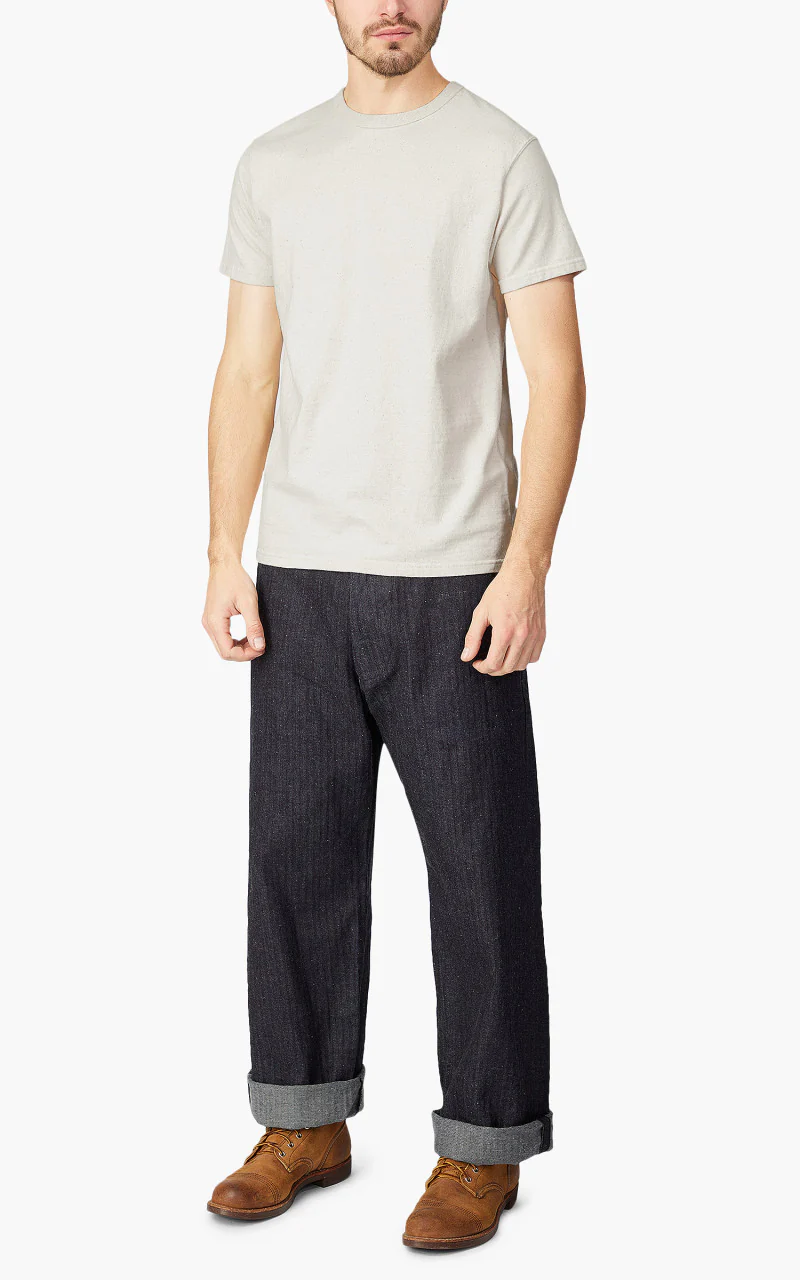 Samurai Jeans SJST-SC01 Japanese Cotton Made Crew Neck Tee Natural - Image 2