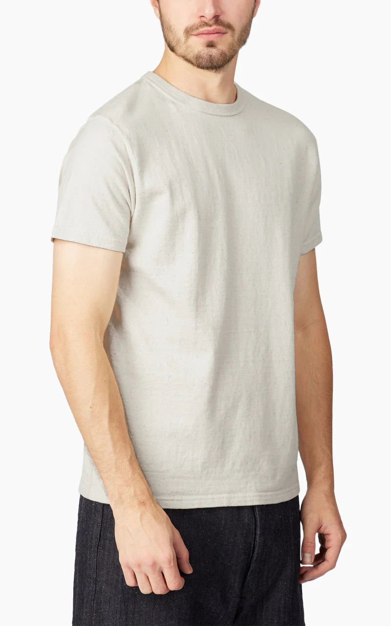 Samurai Jeans SJST-SC01 Japanese Cotton Made Crew Neck Tee Natural - Image 4