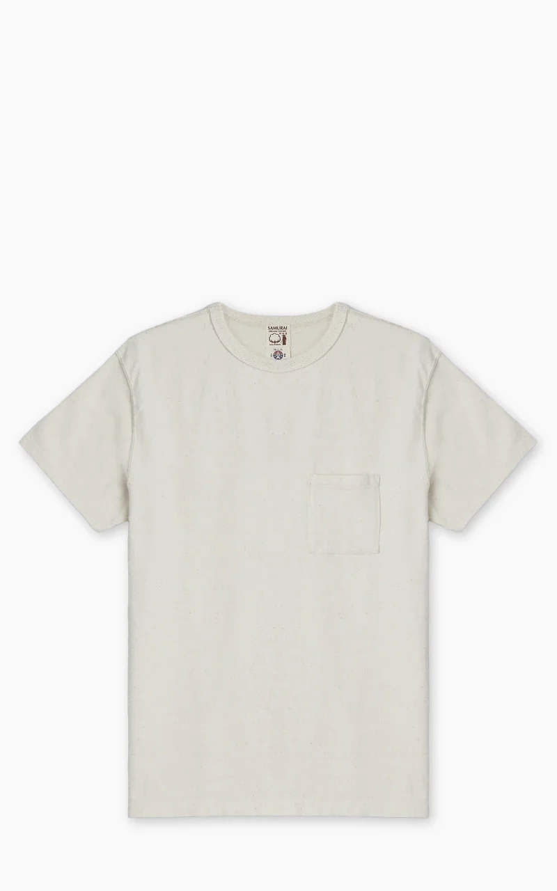 Samurai Jeans SJST-SC03 Japanese Cotton Made Pocket Tee Natural